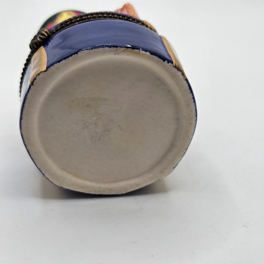 VTG Teddy Bear Drummer Hinged Trinket Box Ceramic Toy Soldier Mini Drum